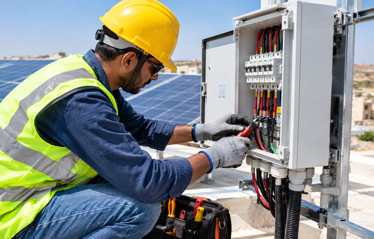 2 Solar Technician Wiring Rooftop Junction Box.png